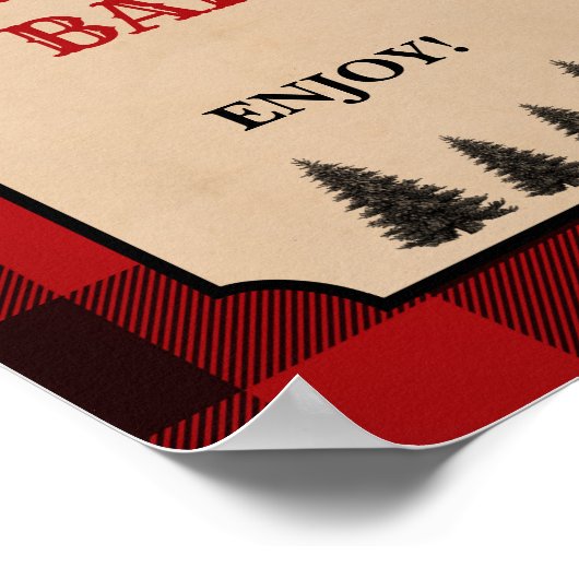 Poster Lumberjack S'mores Bar Party Sign Red Plaid (Coin)