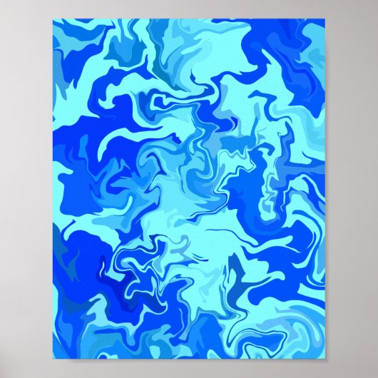 Poster Lumière Abstraite et fluides bleu foncé (Devant)