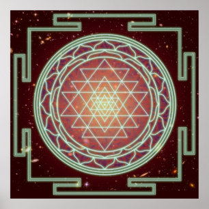 Poster Lumière ambre Sri Yantra