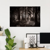 Poster Lumière brillant à travers une forêt sombre (Bureau à domicile)