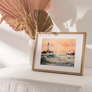 Poster Lumière de guidage : Aquarelle de phare