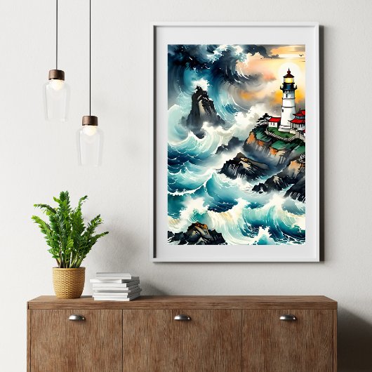 Poster Lumière de guidage - Scène du phare Serene