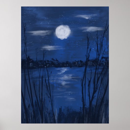 Poster Lumière de la lune sur l'eau calme (Devant)