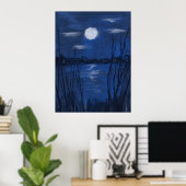 Poster Lumière de la lune sur l'eau calme (Bureau à domicile)