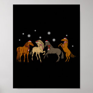Poster Lumière de l'arbre de Noël du père Noël Horse