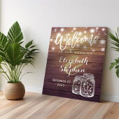 Poster Lumière de mariage de pot de maçon en bois rustiqu
