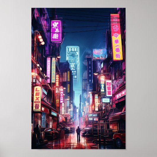 Poster Lumière de néon de la rue de Tokyo Cyberpunk (Devant)