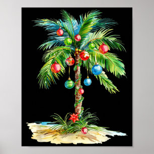Poster Lumière de palmier de Noël Hawaïen Trocal Xmas Hom