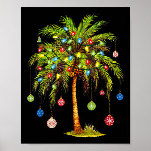 Poster Lumière de palmier de Noël Hawaïen Tropical Xmas 1