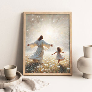 Poster Lumière de Vie, Peinture Chrétienne, Jésus Dansant