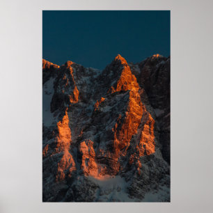 Poster Lumière du coucher du soleil sur les montagnes maj