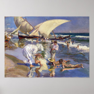Poster Lumière du matin de la plage de Valencia Joaquí