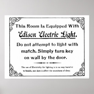Poster Lumière électrique drôle Edison