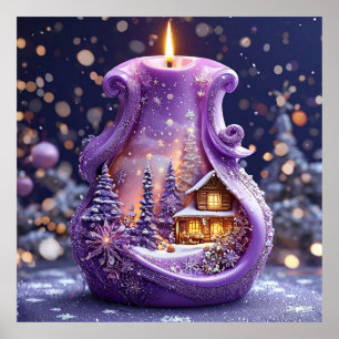 Poster Lumière Élégante de Bougie Décorative Violette