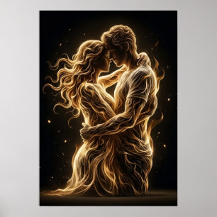 Poster Lumière Éternelle - Art de Silhouette Dorée Minima