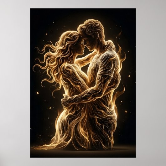 Poster Lumière Éternelle - Art de Silhouette Dorée Minima (Devant)