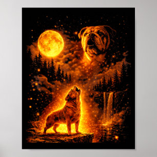 Poster Lumière lunaire vintage chien drôle bouledogue hur