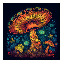 Lumière psychédélique du champignon dans l'obscuri