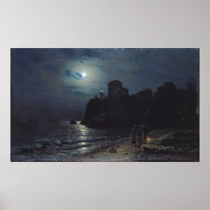 Poster Lumière sur la lune à l'extrémité d'un lac, 1870