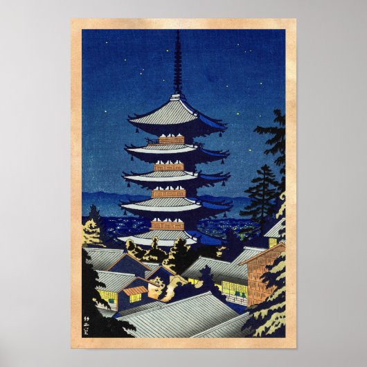 Poster Lumière Sur La Lune À Yasaka Pagode Asano Takeji (Devant)