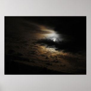 Poster Lumière sur la lune sur nuages Ciel nocturne Photo