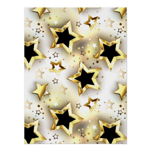 Poster Lumière transparente avec étoiles or (Devant)