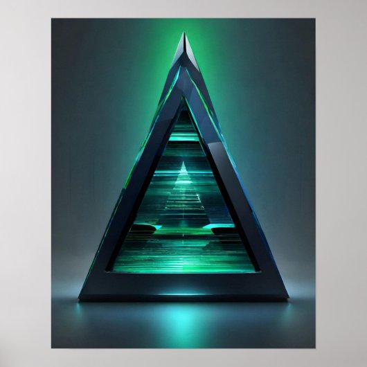 POSTER LUMIÈRE TURQUOISE PYRAMIDE VERTE (Devant)