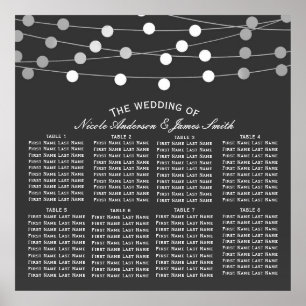 Poster Lumières de chaîne argentées grises Mariage modern