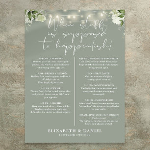 Poster Lumières de Chaîne Vert Sauge Fleurs Itinéraire de