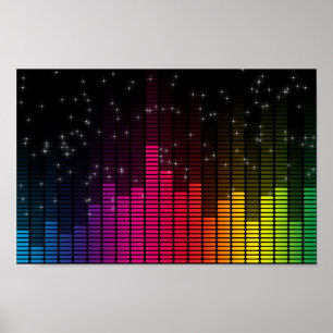 Poster Lumières de disco à égaliseur de volume de musique