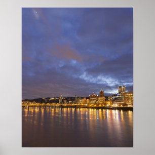 Poster Lumières de la ville reflétées dans la rivière Wil