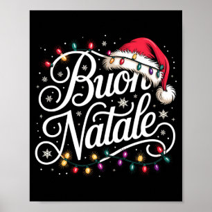 Poster Lumières de Noël de Famille Italienne Chapeau Roug