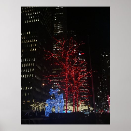 Poster Lumières de Noël des rennes New York City Manhatta (Devant)