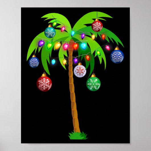 Poster Lumières de Noël Palm Tree Fun Hawaii Beach Tropic (Devant)