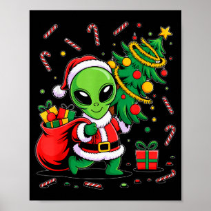 Poster Lumières de sapin de Noël Alien Xmas Drôle d'alien