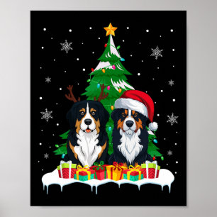 Poster Lumières de sapin de Noël Chien de montagne bernoi