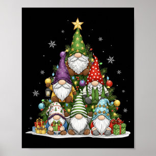 Poster Lumières de sapin de Noël Gnomes Drôle de Noël Fêt