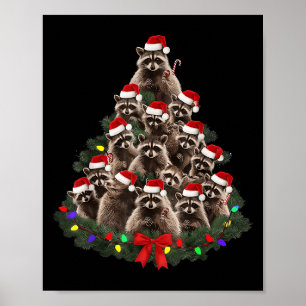 Poster Lumières de sapin de Noël Raton Laveur Pyjama Amat