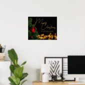 Poster Lumières dorées Joyeux Noël moderne (Bureau à domicile)