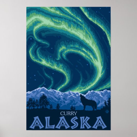 Poster Lumières du Nord - Curry, Alaska (Devant)
