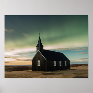 Poster Lumières du Nord de l'église de Budir