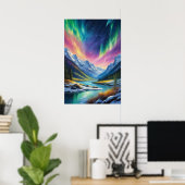 Poster Lumières Du Nord Sur La Vallée Des Neiges (Bureau à domicile)