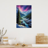 Poster Lumières du Nord sur la vallée gelée (Cuisine)