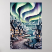 Poster Lumières du Nord sur une maison de charme (Devant)