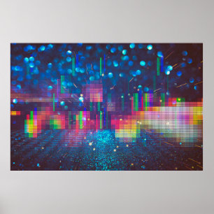 Poster Lumières néon et motif géométrique sans soudure