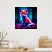 Poster Luminescent renard animal profond bois foncé (Cuisine)