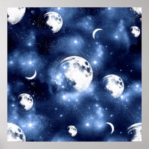 Poster Luminosité de la lune   Phases de la lune dans les