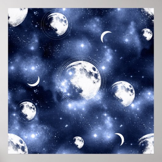 Poster Luminosité de la lune | Phases de la lune dans les (Devant)