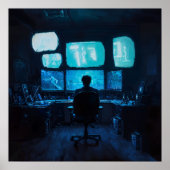 Poster Luminosité de l'ordinateur - Design en silhouette  (Devant)