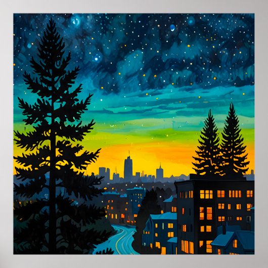 Poster Luminosité du crépuscule urbain (Devant)